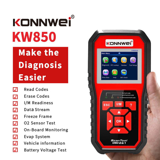 Lector de Códigos OBD2 CAN BUS Profesional - Escáner de Diagnóstico Automotriz KW850 - Image 3