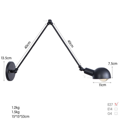 Lámpara de Pared Industrial de Hierro Forjado con Brazo Extensible para Restaurante y Bar - Image 9