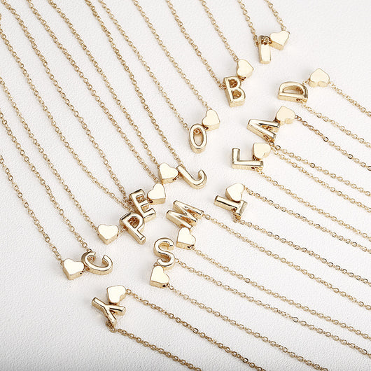 Collar de Corazón Melocotón con Letra del Alfabeto - Joyería Elegante para Mujer - Image 5