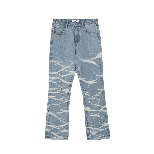 Jeans Rotos Hip Hop con Detalles Relámpago y Efecto Arrugado