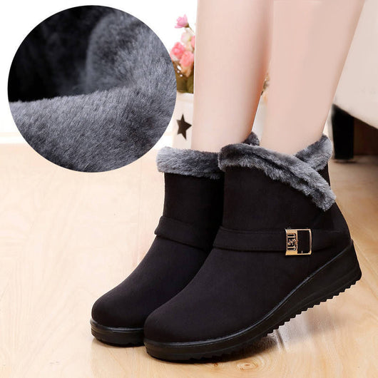 Botas Cortas Cálidas para Mamá con Tacón Bajo y Forro de Terciopelo - Image 10