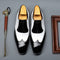 Zapatos de Negocios Retro Punta Afilada Cuero Vacuno Negro y Blanco para Hombre