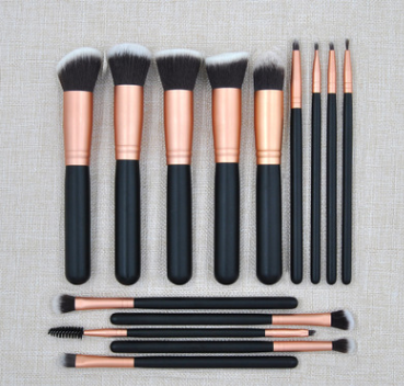 Set de 14 Brochas de Maquillaje Oro Rosa - Colección Profesional Completa