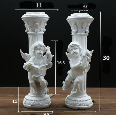 Set de 2 Candelabros Retro Ángel Cupido en Mármol - Image 16