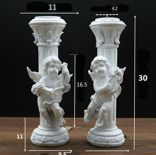 Set de 2 Candelabros Retro Ángel Cupido en Mármol - Image 16