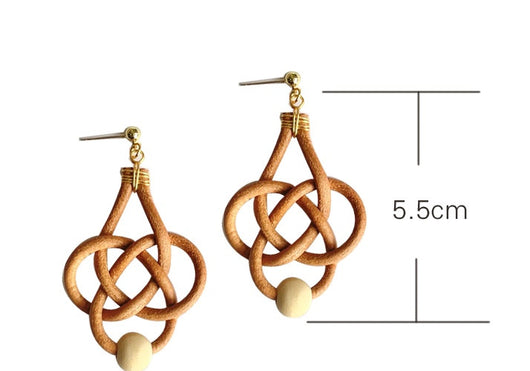 Aretes Trenzados con Cuentas de Cuero y Nudo Chino - Image 7