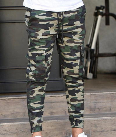 Pantalones Cargo Camuflaje Colorido con Cintura Elástica para Hombre - Image 13