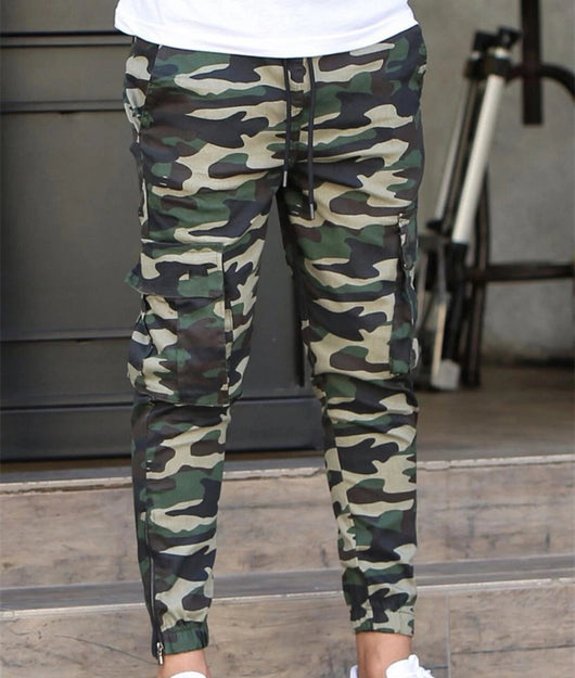 Pantalones Cargo Camuflaje Colorido con Cintura Elástica para Hombre - Image 13