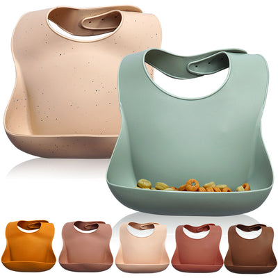 Babero de Silicona Impermeable con Bolsillo Atrapador para Bebé