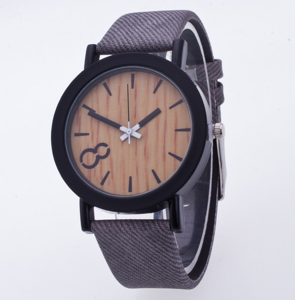 Reloj Retro Unisex con Correa de Cuero PU Efecto Madera