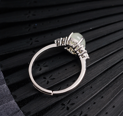 Anillo Ajustable de Piedra de Luna y Jade en Plata 925 - Image 2