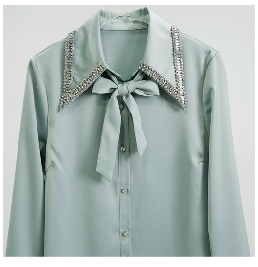Camisa de Manga Larga con Detalle de Lazo en el Cuello - Image 3