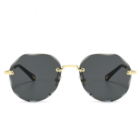 Gafas de Sol Poligonales para Mujer sin Montura con Detalles Metálicos
