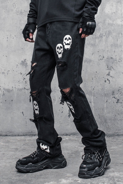 Jeans Rotos Calavera y Espadas para Hombre - Image 3