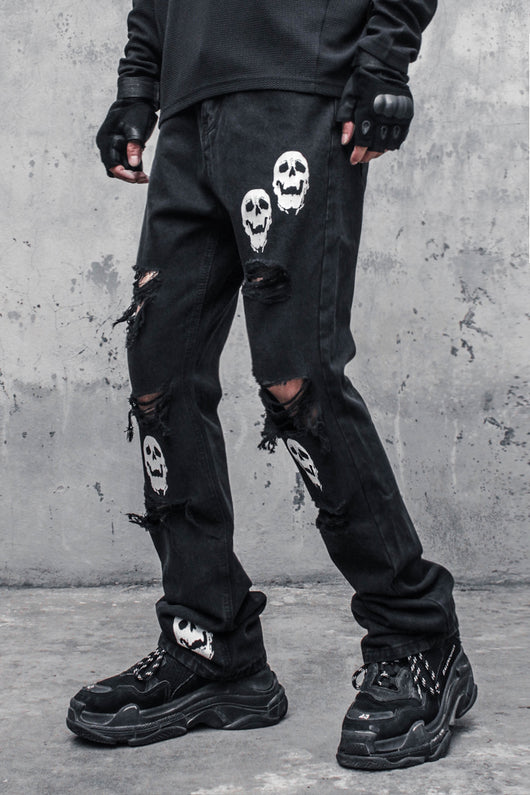 Jeans Rotos Calavera y Espadas para Hombre - Image 3