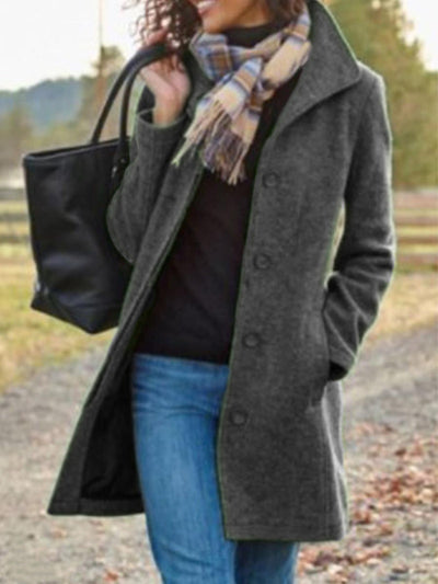 Abrigo Cardigan de Lana para Mujer con Cierre de Hebilla Decorativa - Image 8