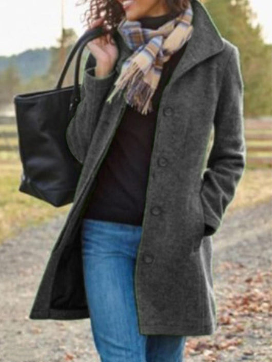 Abrigo Cardigan de Lana para Mujer con Cierre de Hebilla Decorativa - Image 8
