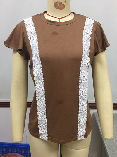 Blusa Corta de Encaje con Volantes y Manga Corta - Image 3