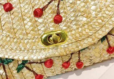Bolsa Tejida de Paja con Bordado Artesanal para Frutas - Image 10