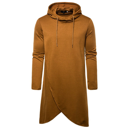 Sudadera Hoodie Slim Fit Irregular de Largo Medio en Colores Sólidos para Hombre - Image 4