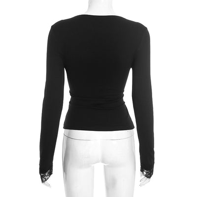Blusa Elegante de Encaje con Escote en V y Mangas Largas para Otoño e Invierno - Image 32