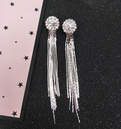 Aretes Largos de Cristal Hipoalergénicos con Borlas - Image 5