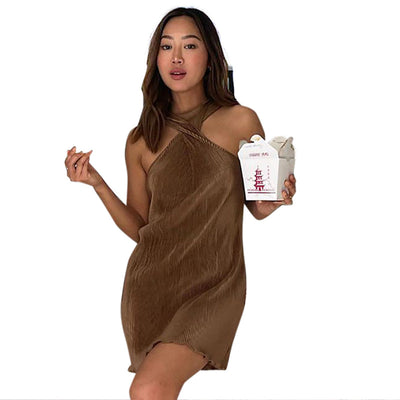 Vestido Halter sin Mangas con Detalle de Madera - Image 2