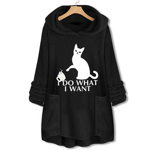Suéter Reversible de Terciopelo con Capucha y Estampado de Gato - Image 11