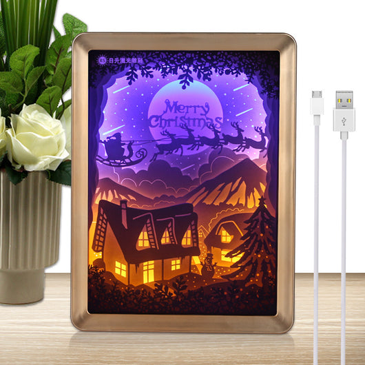 Lámpara de Papel Calado Navideño con Efecto Luz y Sombra - Image 3