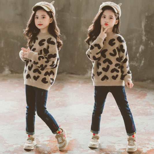 Suéter infantil estampado leopardo en lana de visón - Image 2