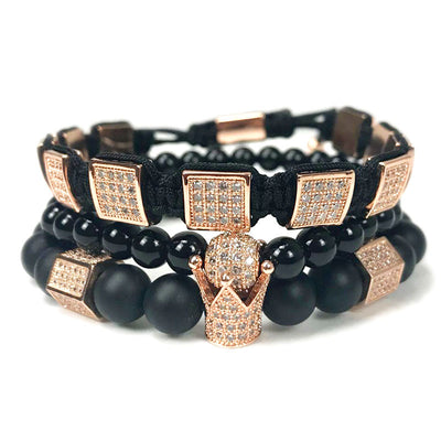 Set de 3 Pulseras para Hombre con Piedras Naturales