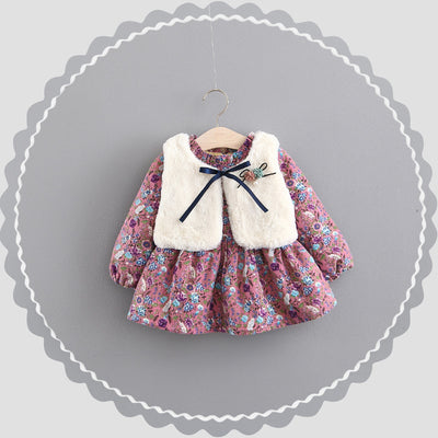 Conjunto de Falda y Blazer para Niñas con Detalles de Terciopelo
