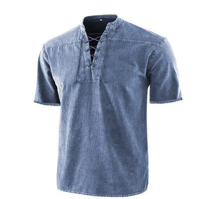 Camisa Retro Hombre Cuello de Corbata Manga Corta Verano - Image 12