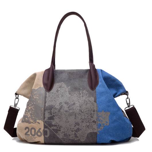 Bolsa de Lona para Mujer con Costuras de Contraste Retro - Image 8
