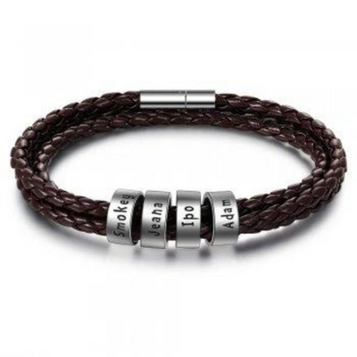 Pulsera de Cuero Trenzado Personalizada para Hombre con Nombre y Acero Inoxidable - Image 32