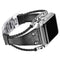 Stainless Steel Metal Chain Leather Strap Black 38 40