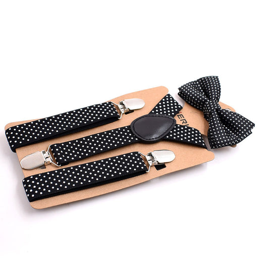 Conjunto de Tirantes y Moños Elásticos para Niños - Lunares y Diseños Clásicos