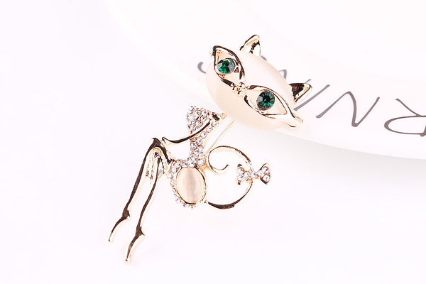 Broche Gato Plateado con Cristales Brillantes - Image 14