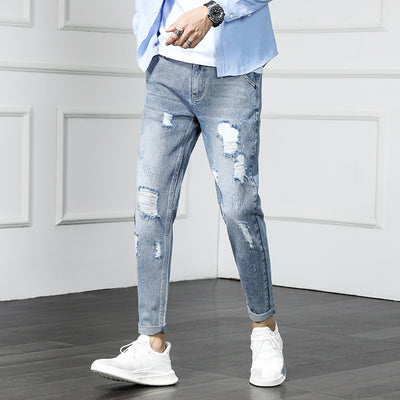Pantalones vaqueros rotos cropped estilo desgarrado - Image 11