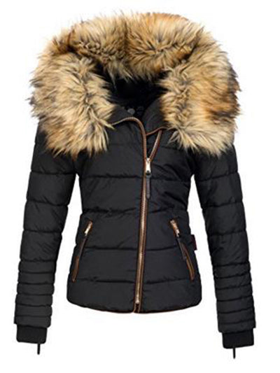 Chaqueta de Algodón con Cuello de Piel y Cierre - Image 2