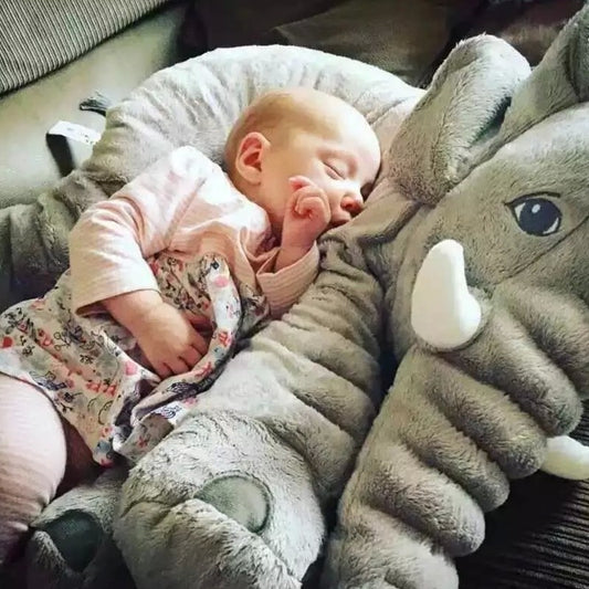 Pink 60cm and yellow 40cm elephant plush dolls, soft comfort pillows for babies and kids.