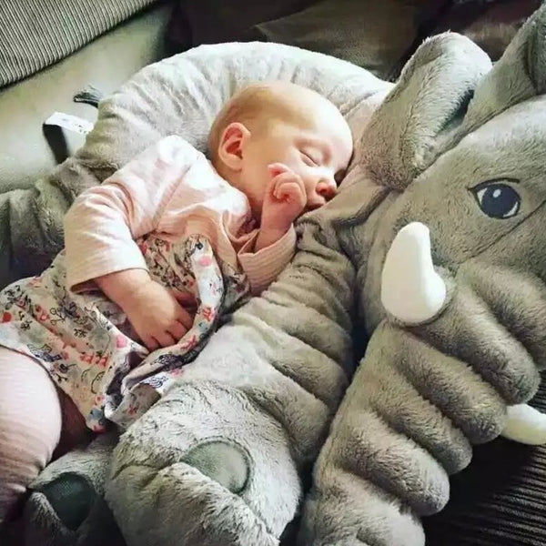 Pink 60cm and yellow 40cm elephant plush dolls, soft comfort pillows for babies and kids.