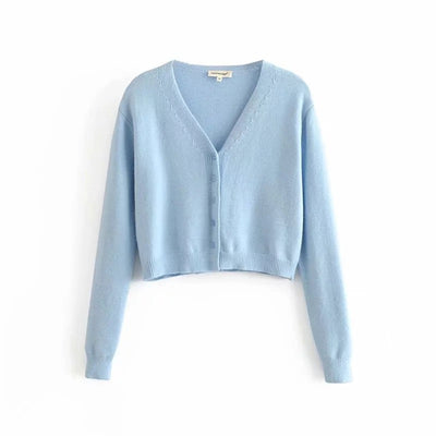 Cardigan Escote V Liso - Suéter Versátil para Cualquier Ocasión