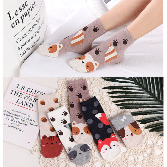 Calcetines de Algodón con Animales Cartoon para Mujer - Diseño Divertido y Cómodo