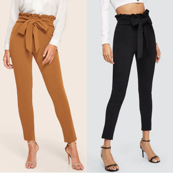 Leggins Capri Naranja con Cinturón Paper Bag