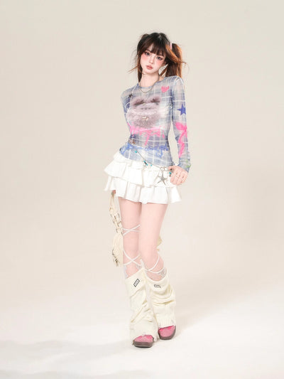 Camiseta de Manga Larga a Cuadros con Efecto Transparente - Image 11