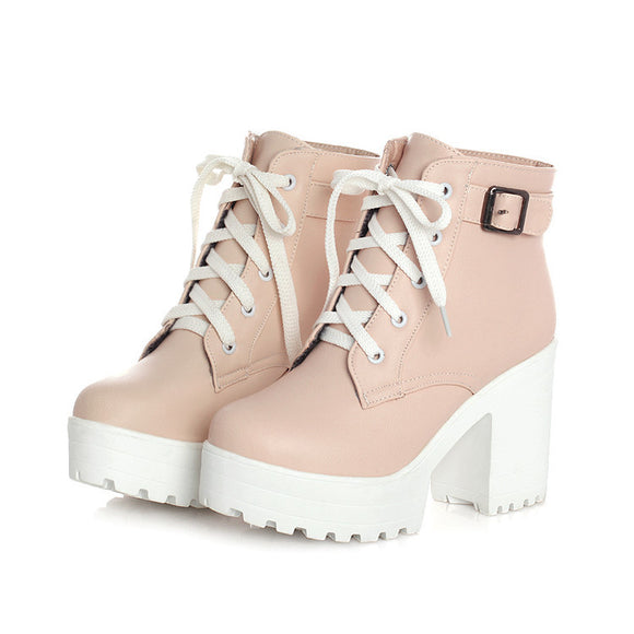 Botas Martin Talla Grande con Tacón Robusto y Encaje - Comodidad y Estilo