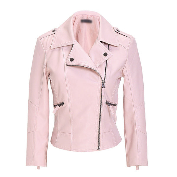 Chaqueta Corta de Cuero Tipo Locomotora con Lavado Agua PU