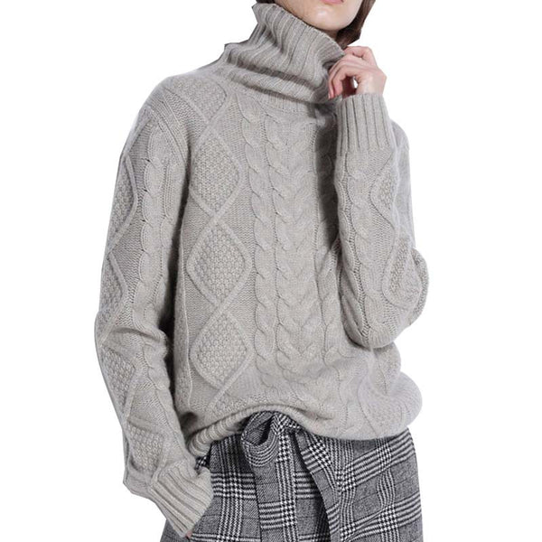 Suéter Suelto de Cuello Alto para Mujer - Pullover Versátil