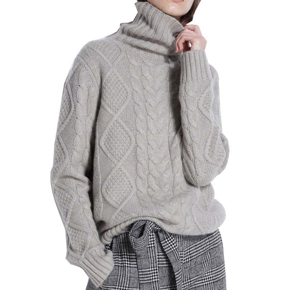 Suéter Suelto de Cuello Alto para Mujer - Pullover Versátil